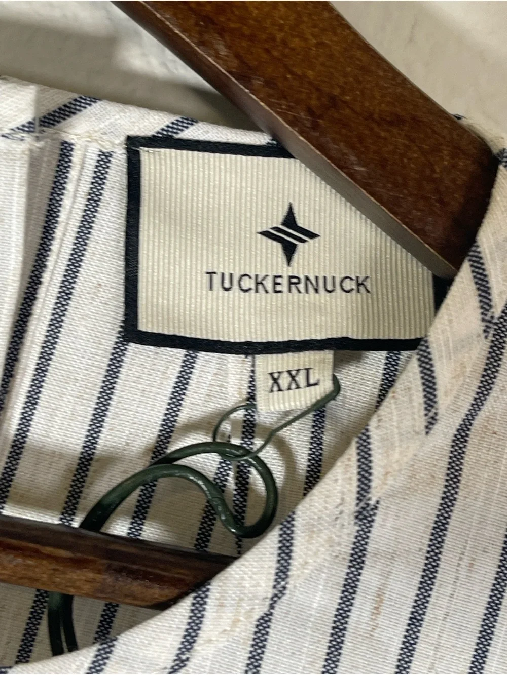 Tuckernuck Stripe Edie Puff Sleeve Top in Blue Linen New Cropped Size XXL